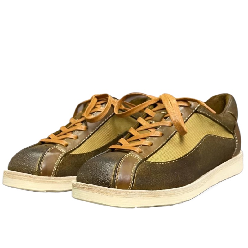 Leatherwork Training - Handmade Washed Cowhide Canvas Casual Shoes