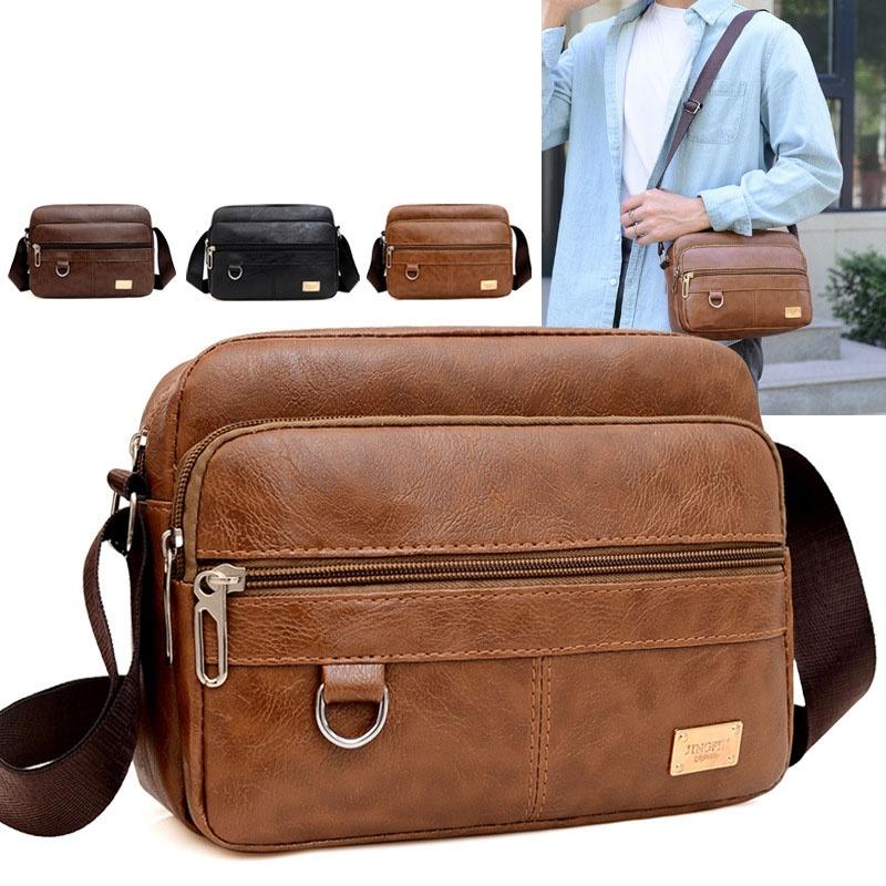 Leather Work Bag Laptop - Leather Men's Sling Bag Messenger Shoulder