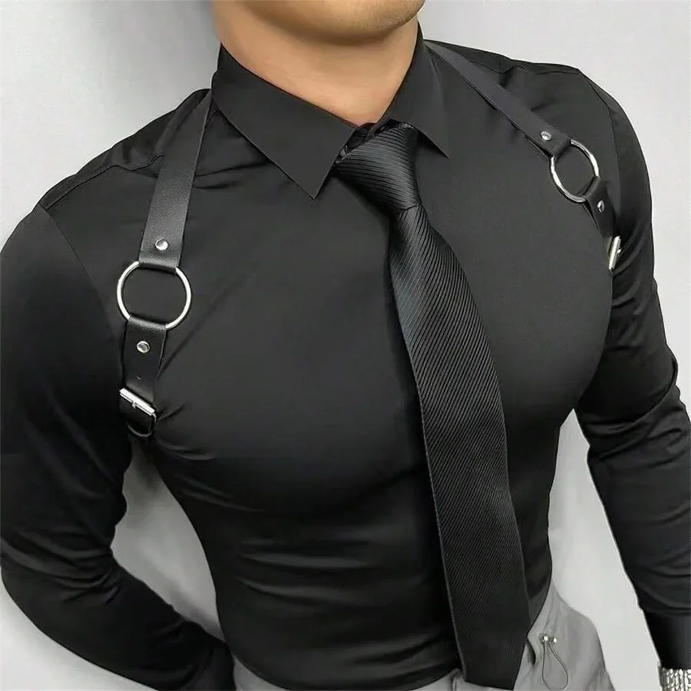 Leather Work Harness - PU Leather Vest Strap Braces Suspender