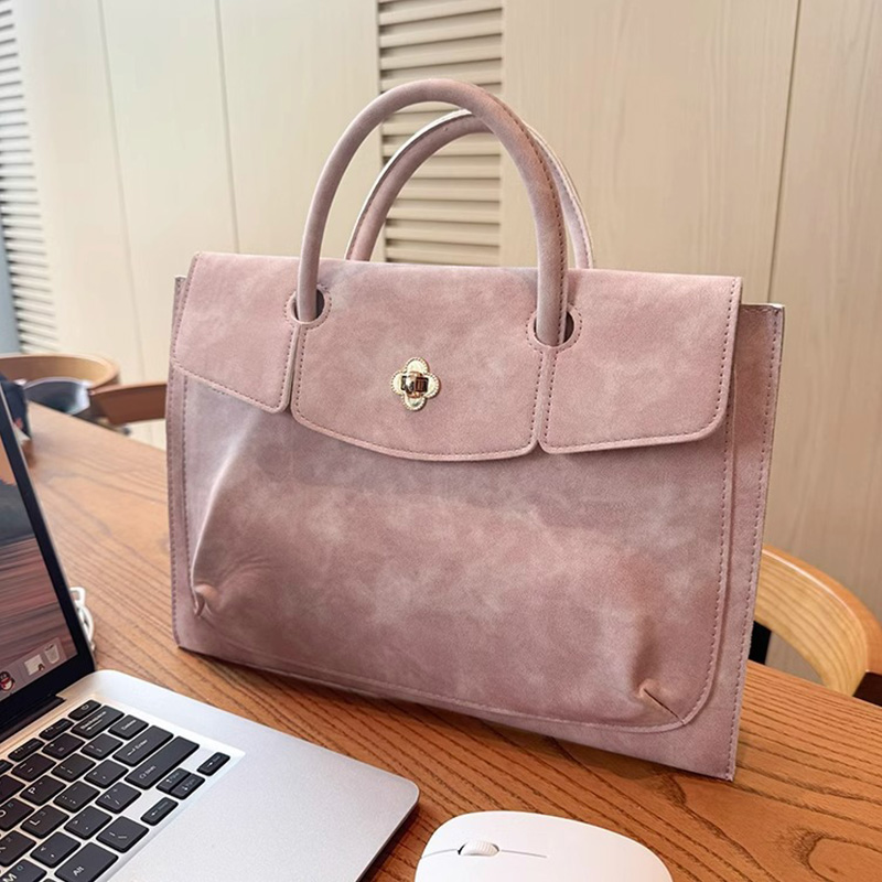 Leather Work Bag Laptop - Elegant Pink PU Leather Laptop Tote