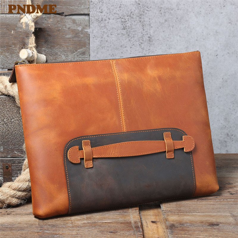 Leather Work Bag Laptop - Vintage handmade genuine leather large-capacity men's