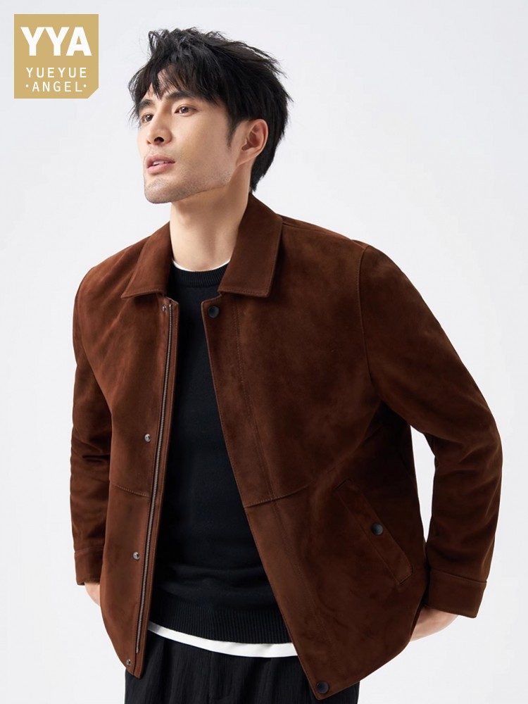 Leather Work Jacket Mens - Top Quality Natural Real Suede Leather