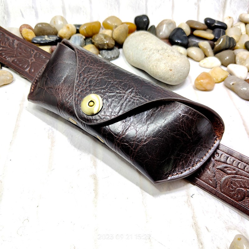 Leatherwork Belt - Blongk Glasses Case Waist Bag Genuine