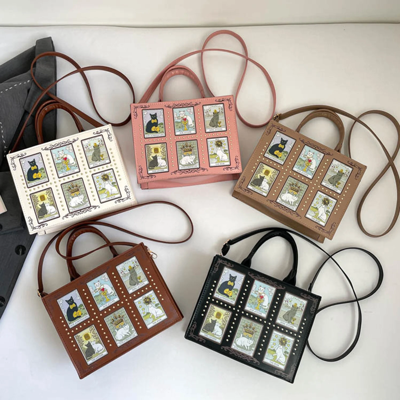 Leatherwork Rivets - Cat Rivet Print Tote Bag For