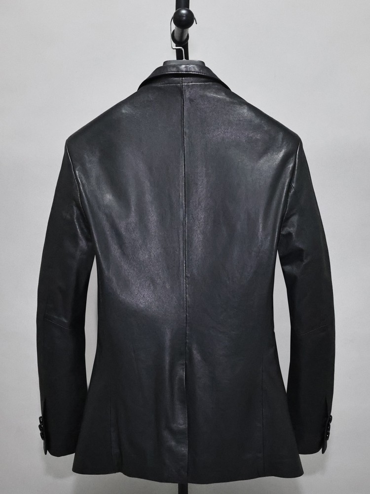 Slim Fit Solid Color Men Offic - Leather Work Jacket Mens recension och pris