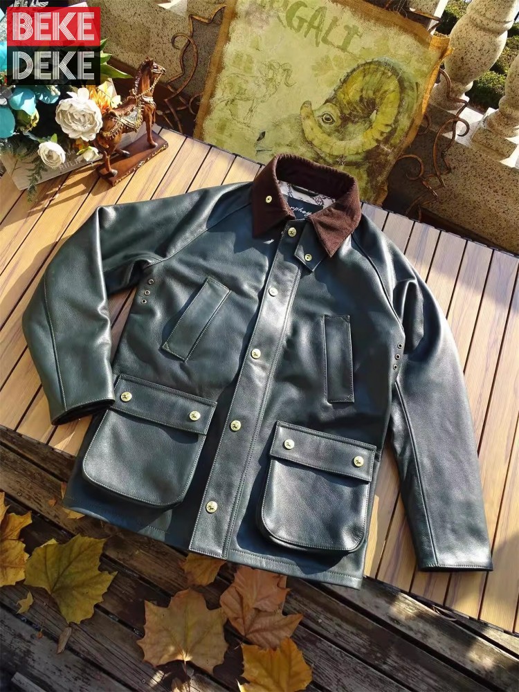 Mens Genuine Cow Leather Jacke - Leather Work Jacket Mens recension och pris