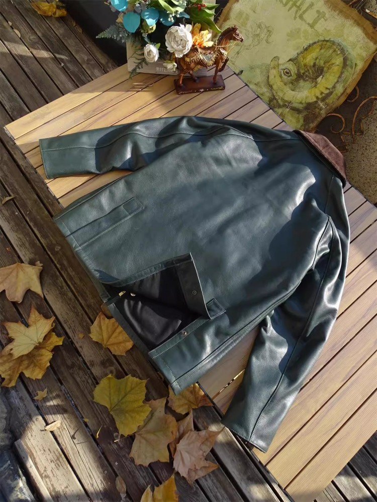 Mens Genuine Cow Leather Jacke - Leather Work Jacket Mens recension och pris