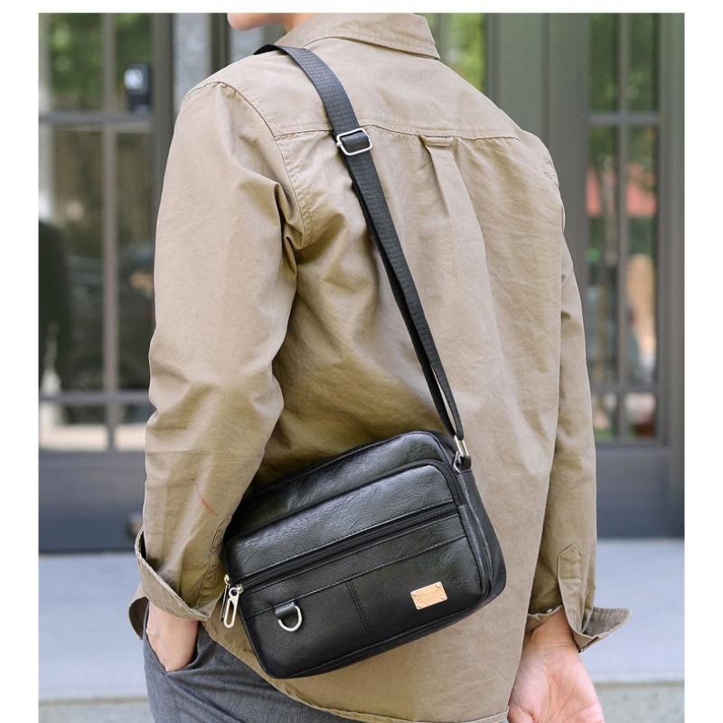 Leather Men's Sling Bag Messen - Leather Work Bag Laptop recension och pris