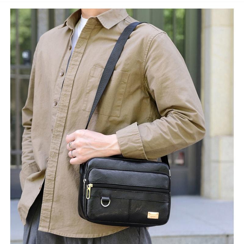 Leather Men's Sling Bag Messen - Leather Work Bag Laptop recension och pris