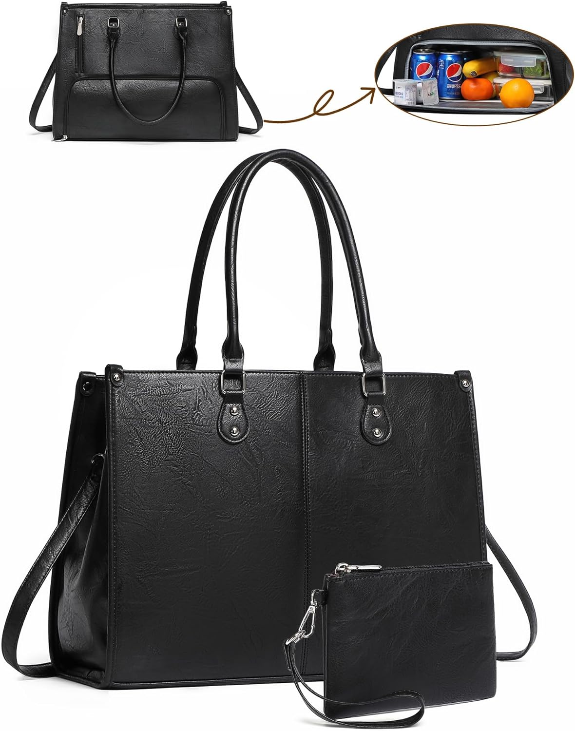 2 in 1 Laptop Tote Bag with In - Leather Work Bag Laptop recension och pris