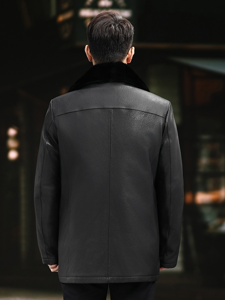 Luxury Men Winter Real Mink Fu - Leather Work Jacket Mens recension och pris