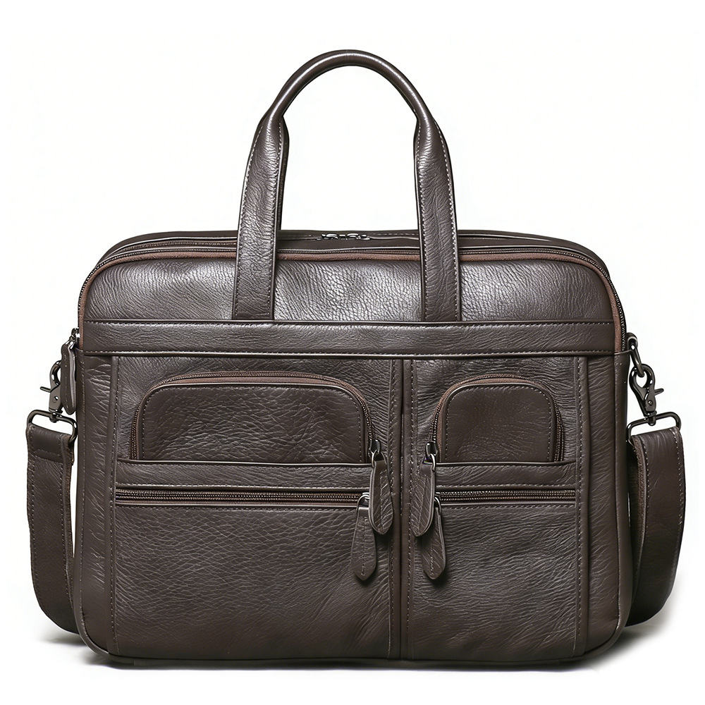Men's Genuine Leather Briefcas - Leather Work Bag Laptop recension och pris