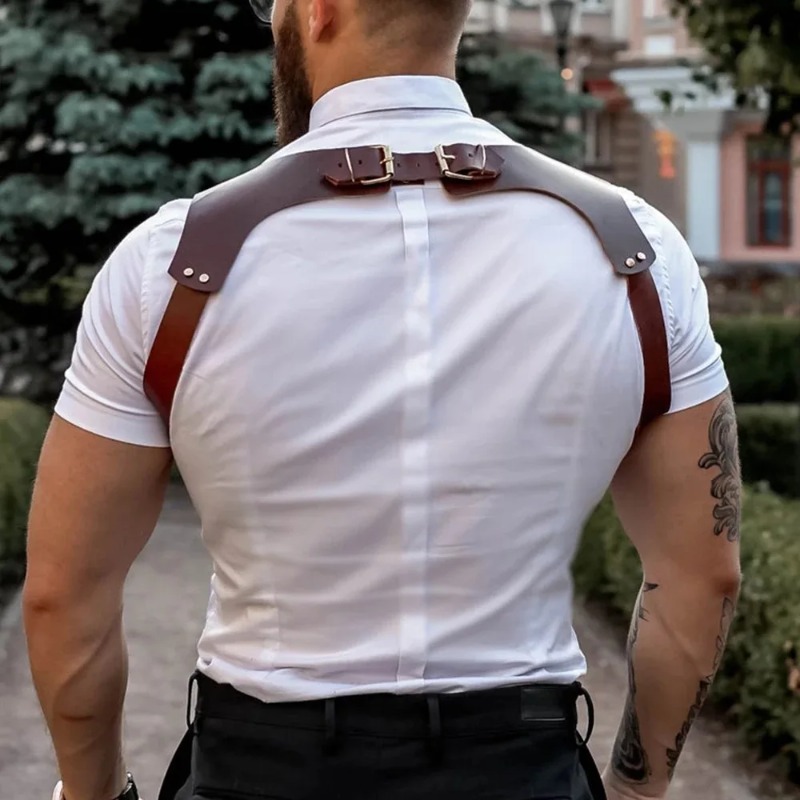 Fashion Men Knight Brown PU Le - Leather Work Harness recension och pris
