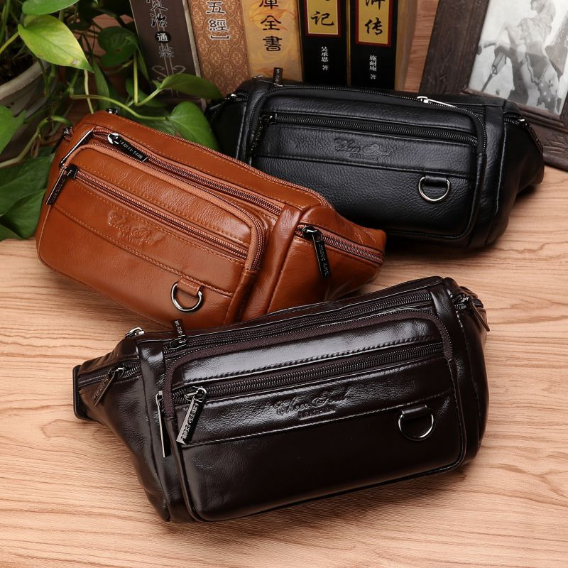 Men Waist Fanny Bags Sling Che - Leatherwork Belt recension och pris