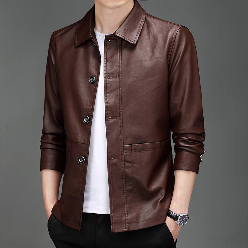 Autumn New Leather Suit Jacket - Leather Work Jacket Mens recension och pris