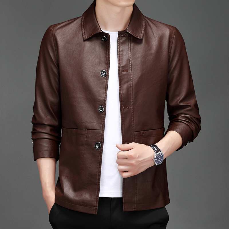 Autumn New Leather Suit Jacket - Leather Work Jacket Mens recension och pris