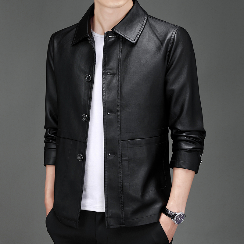 Autumn New Leather Suit Jacket - Leather Work Jacket Mens recension och pris