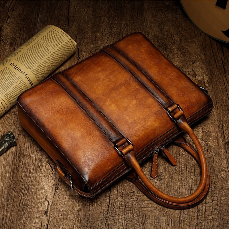YETTIES Business Top Grain Lea - Leather Work Bag Laptop recension och pris