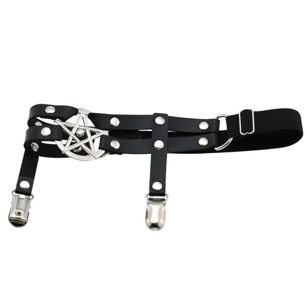 Cool Adjustable Pentagram Leg  - Leather Work Harness recension och pris