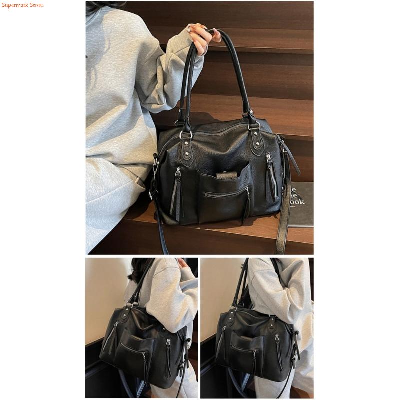 Q5WE Modern PU Leather Handbag - Leather Work Duffle Bag recension och pris