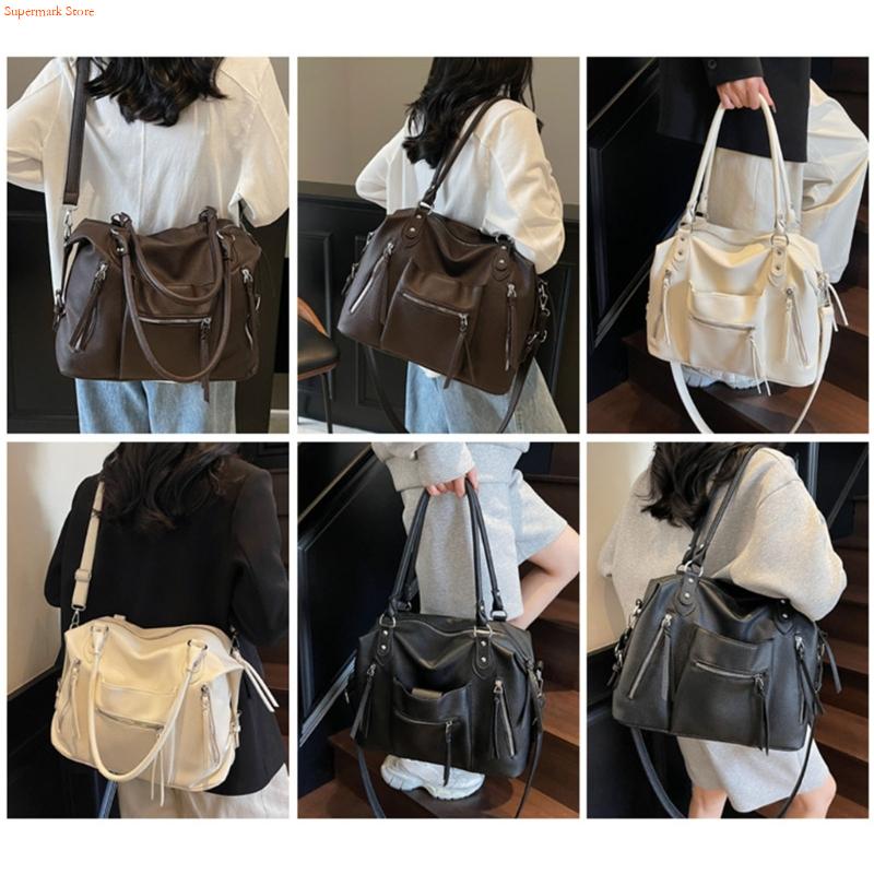 Q5WE Modern PU Leather Handbag - Leather Work Duffle Bag recension och pris