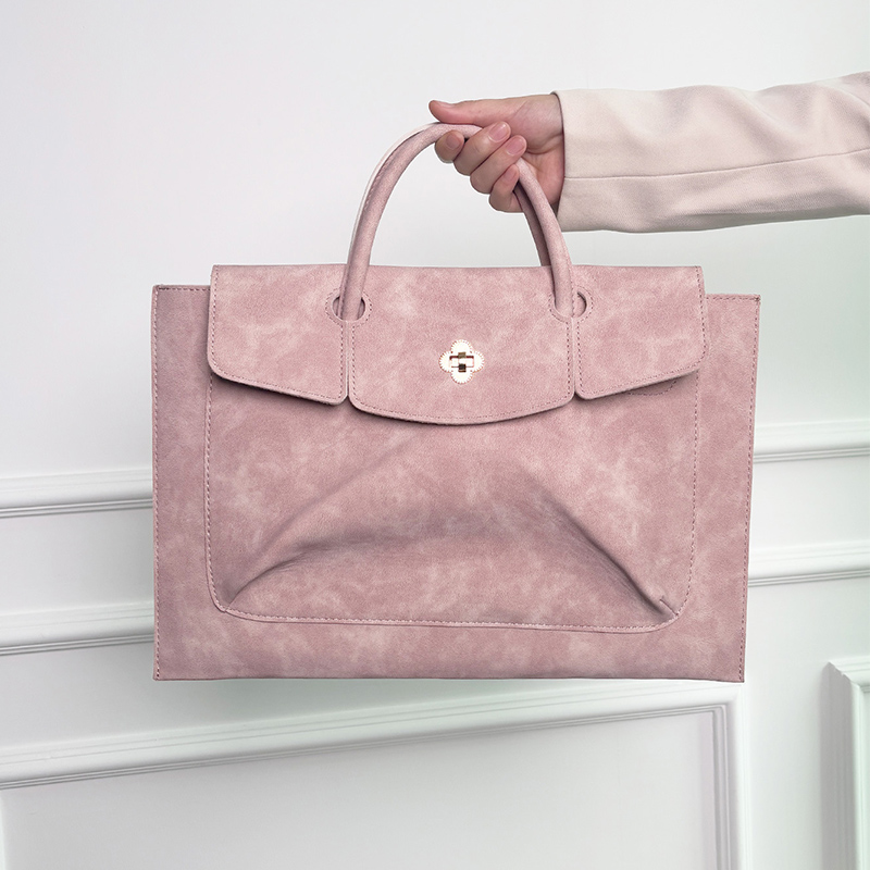 Elegant Pink PU Leather Laptop - Leather Work Bag Laptop recension och pris