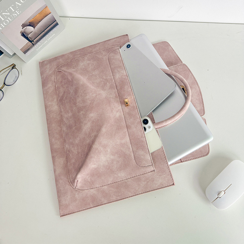 Elegant Pink PU Leather Laptop - Leather Work Bag Laptop recension och pris
