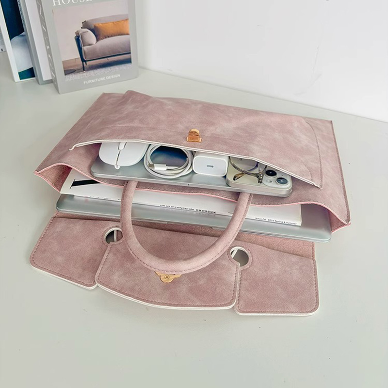 Elegant Pink PU Leather Laptop - Leather Work Bag Laptop recension och pris