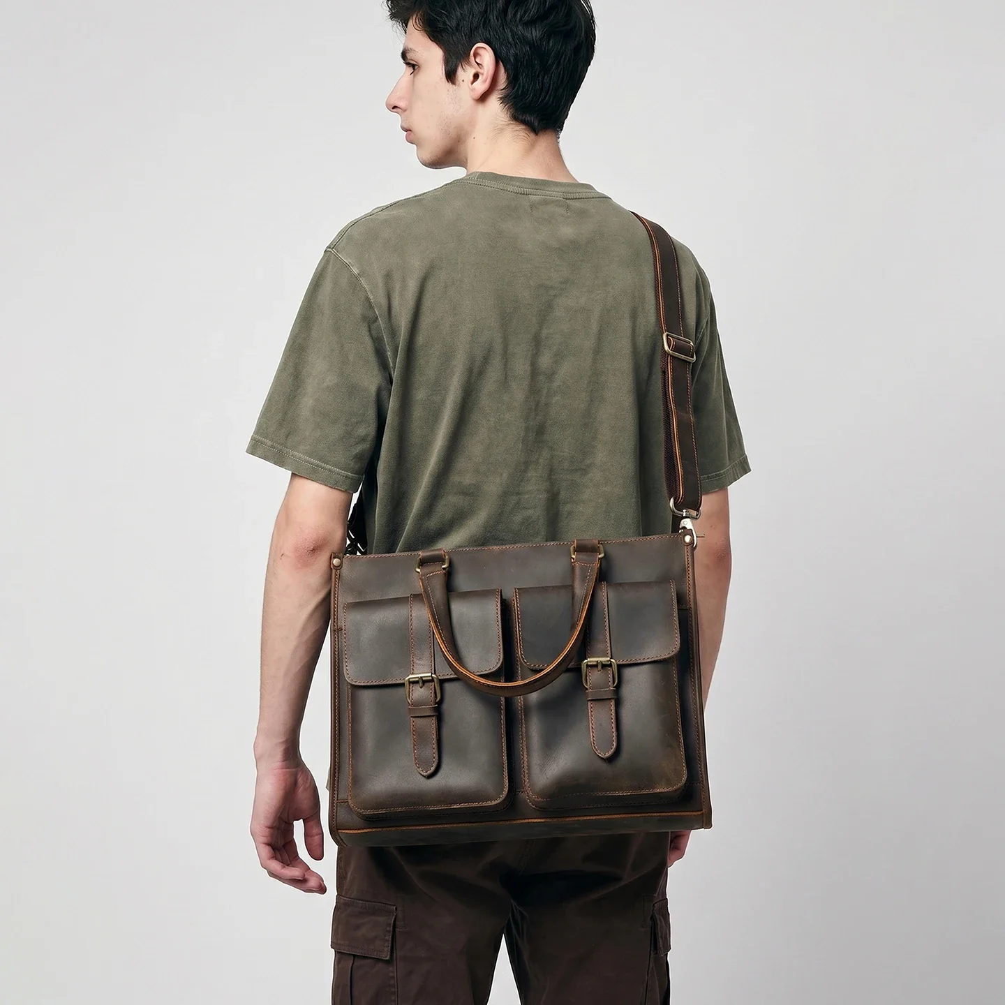 Vintage Genuine Leather Men Cr - Leather Work Bag Laptop recension och pris