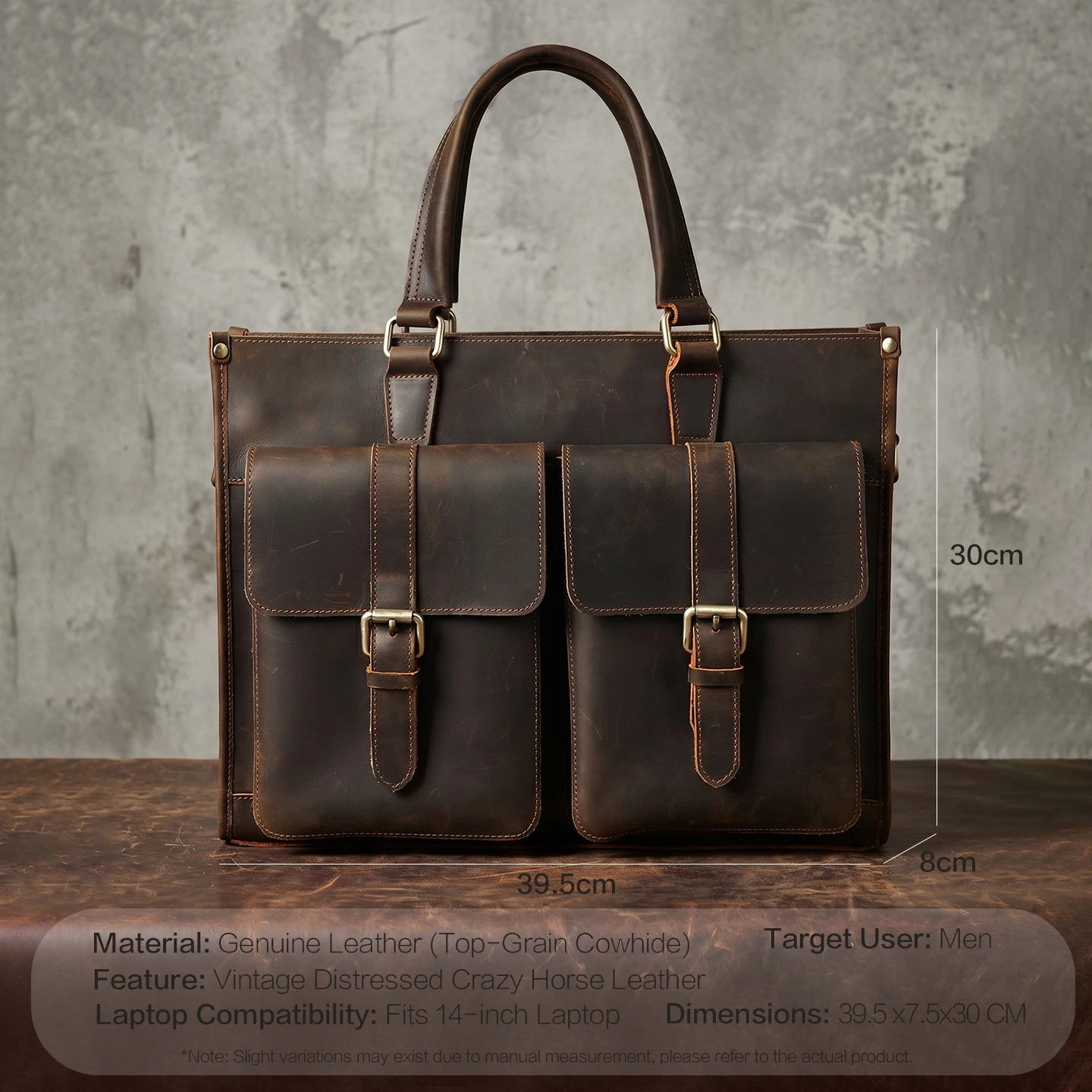 Vintage Genuine Leather Men Cr - Leather Work Bag Laptop recension och pris