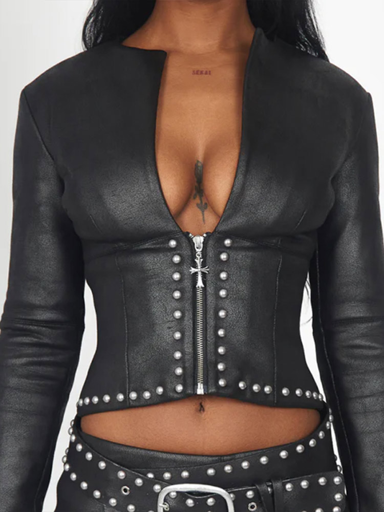 Fashion Rivet Decor Pu Leather - Leatherwork Rivets recension och pris