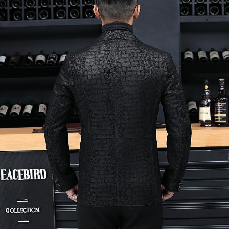 Autumn Business Men Sheepskin  - Leather Work Jacket Mens recension och pris