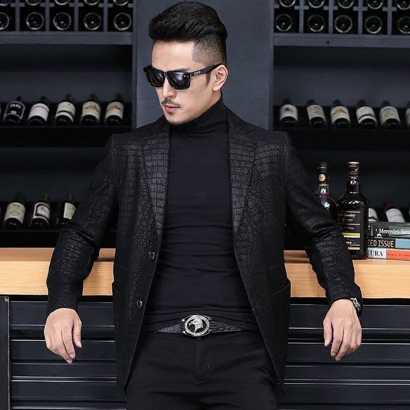 Autumn Business Men Sheepskin  - Leather Work Jacket Mens recension och pris