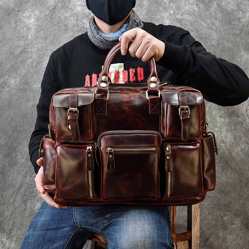 Men's genuine leather briefcas - Leather Work Bag Laptop recension och pris
