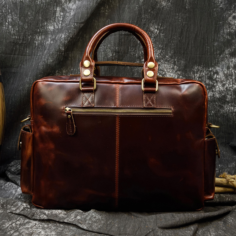 Men's genuine leather briefcas - Leather Work Bag Laptop recension och pris