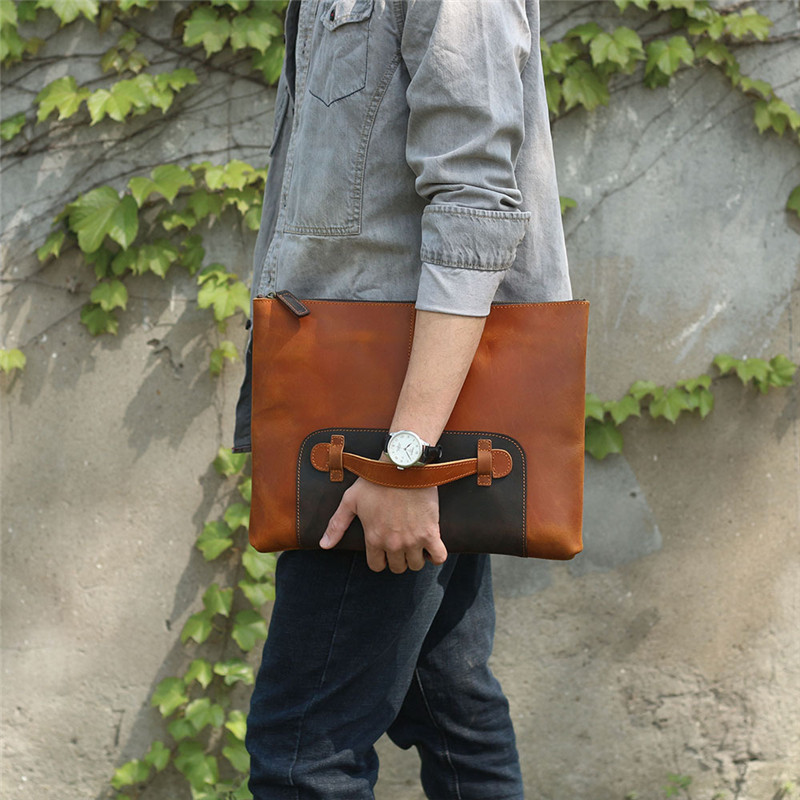 Vintage handmade genuine leath - Leather Work Bag Laptop recension och pris