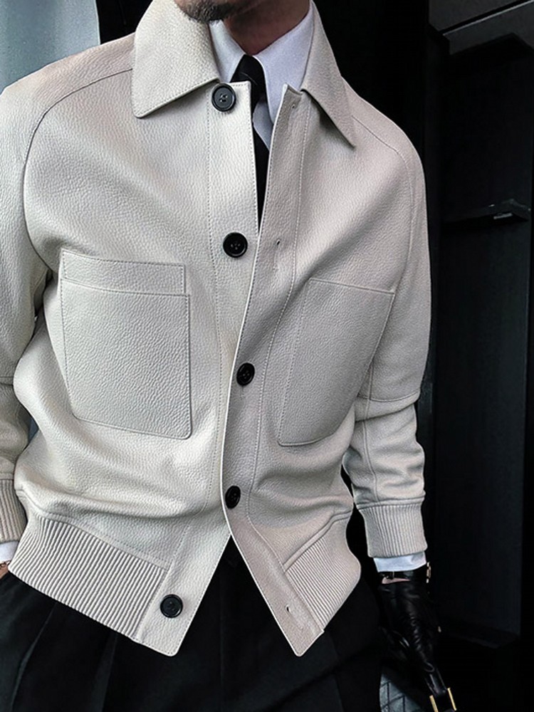 Italian Designer Mens Business - Leather Work Jacket Mens recension och pris
