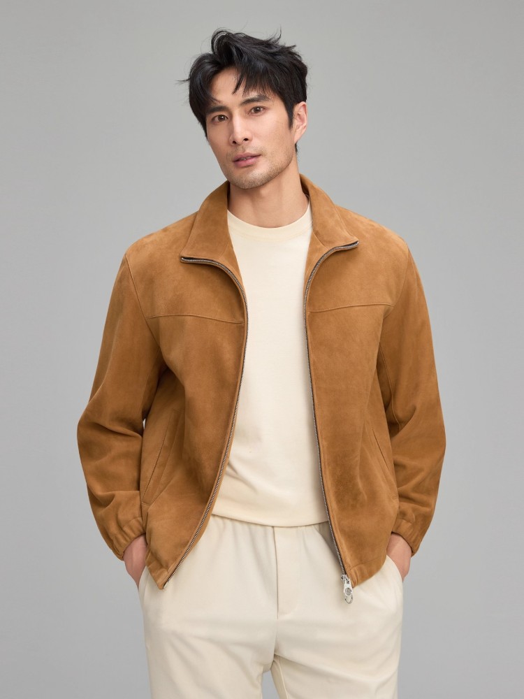 Luxury Mens Soft Natural Suede - Leather Work Jacket Mens recension och pris