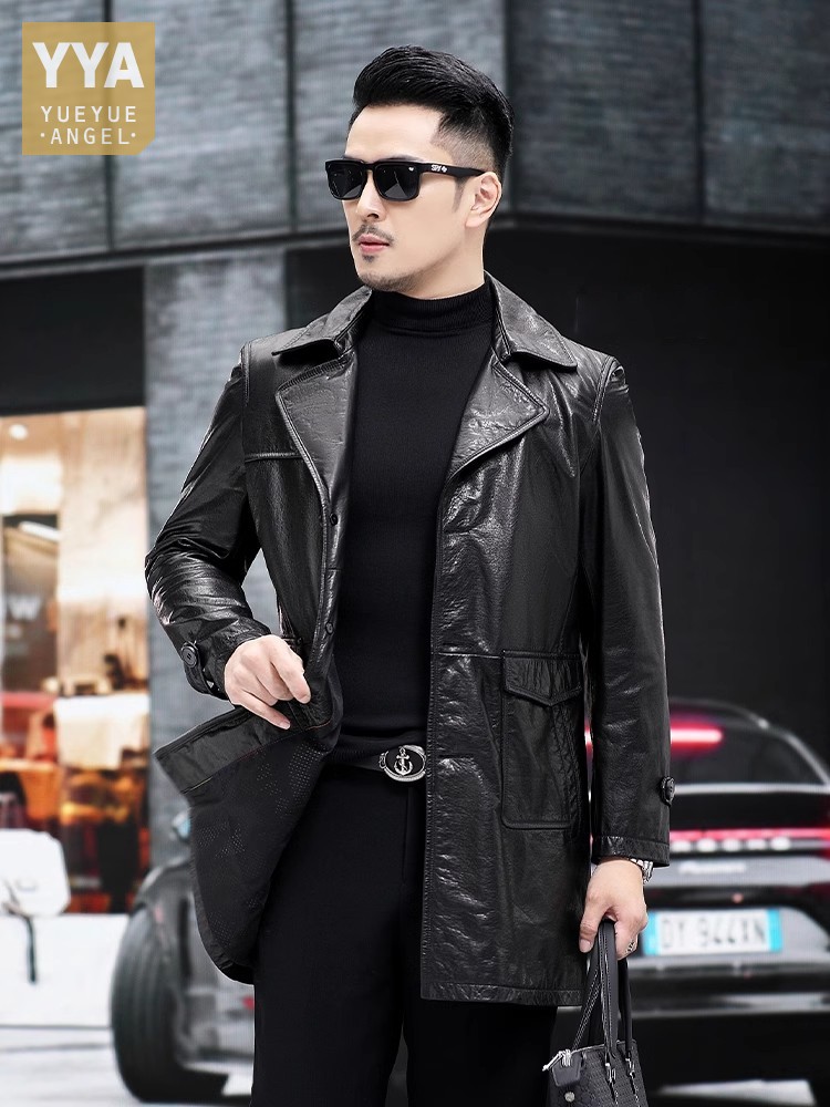 Luxury Men Business Work Slim  - Leather Work Jacket Mens recension och pris