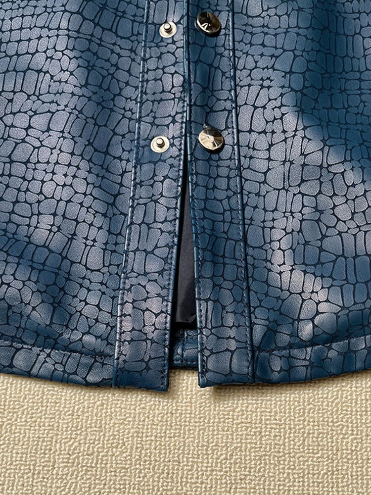 Men Spring Crocodile Pattern R - Leather Work Jacket Mens recension och pris