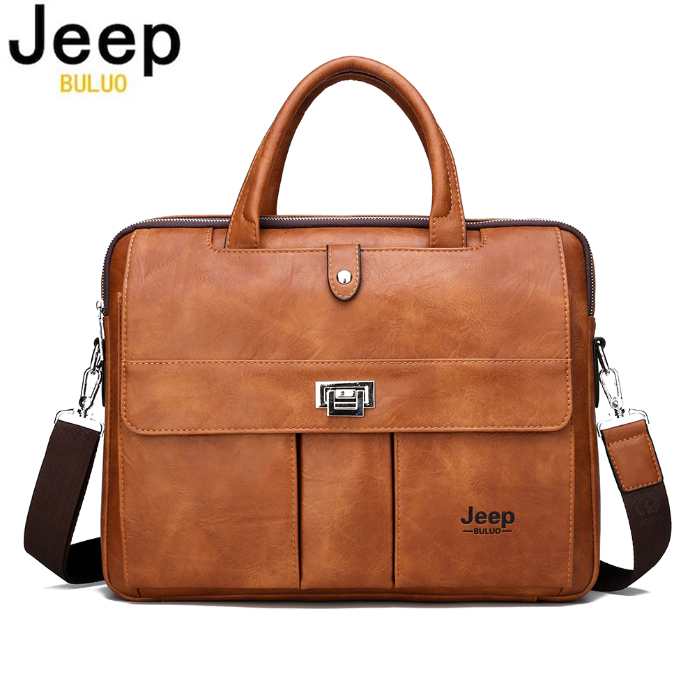 Jeep Buluo Men's Leather Brief - Leather Work Bag Laptop recension och pris