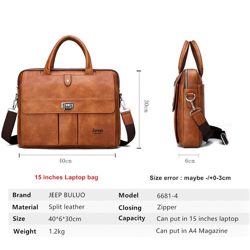 Jeep Buluo Men's Leather Brief - Leather Work Bag Laptop recension och pris