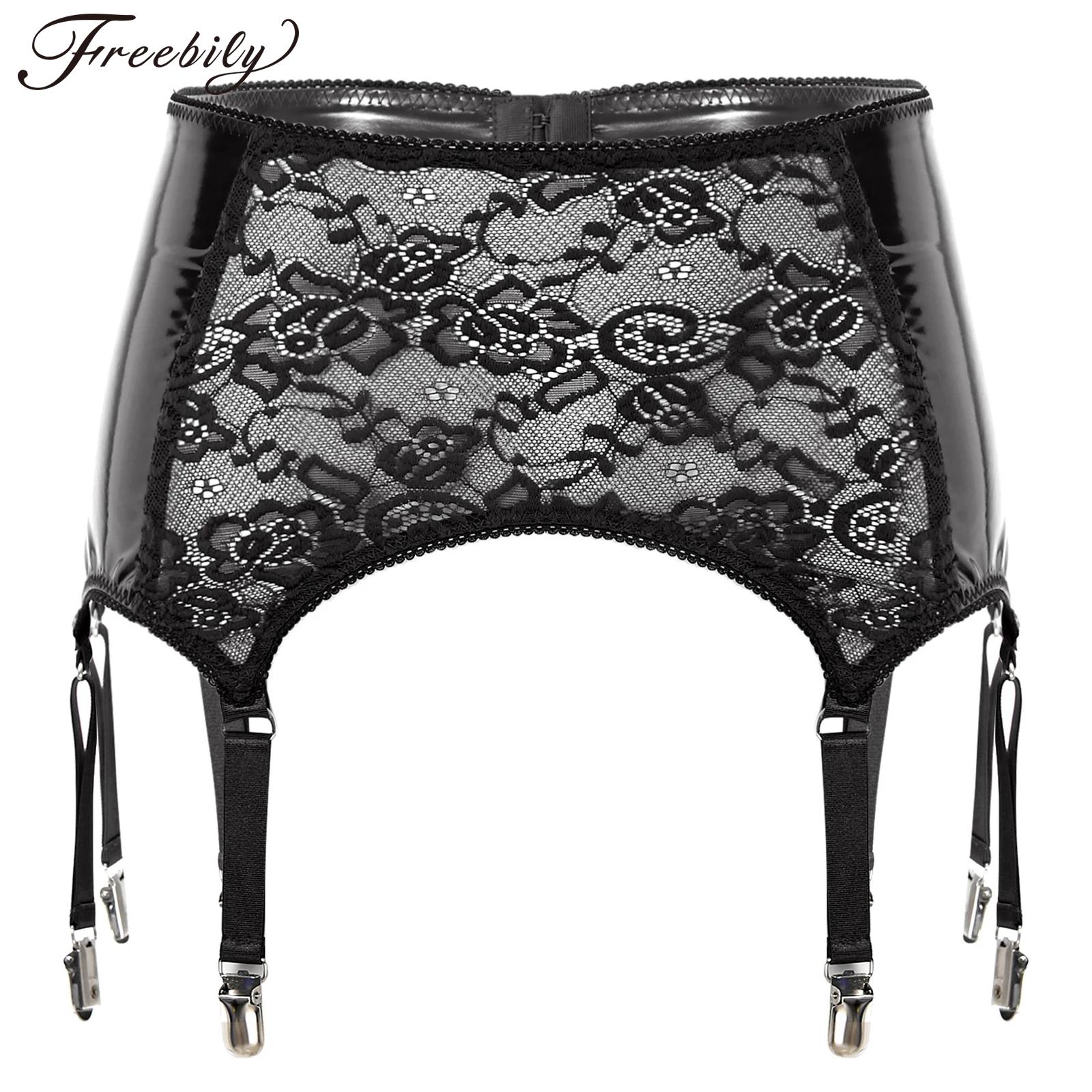 Women Floral Lace Suspender Ga - Leather Work Harness recension och pris