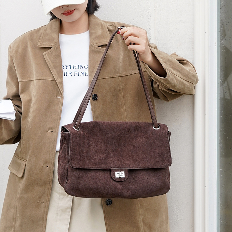 Genuine Suede Leather Underarm - Leather Work Handbags For Women recension och pris
