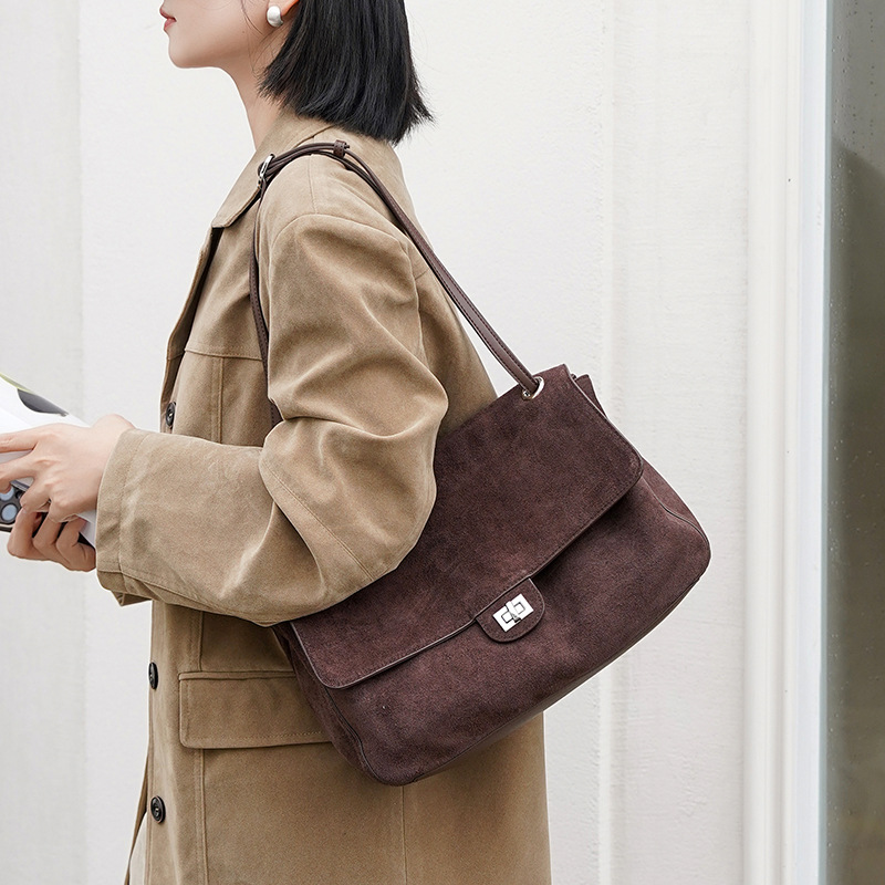 Genuine Suede Leather Underarm - Leather Work Handbags For Women recension och pris