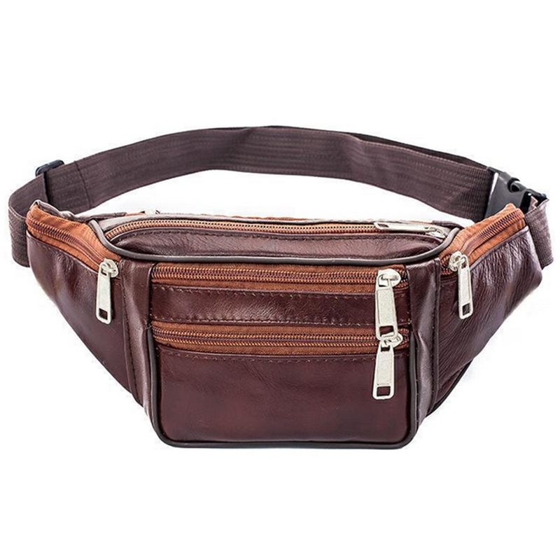 Leather Men Waist Chest Bag Th - Leatherwork Belt recension och pris